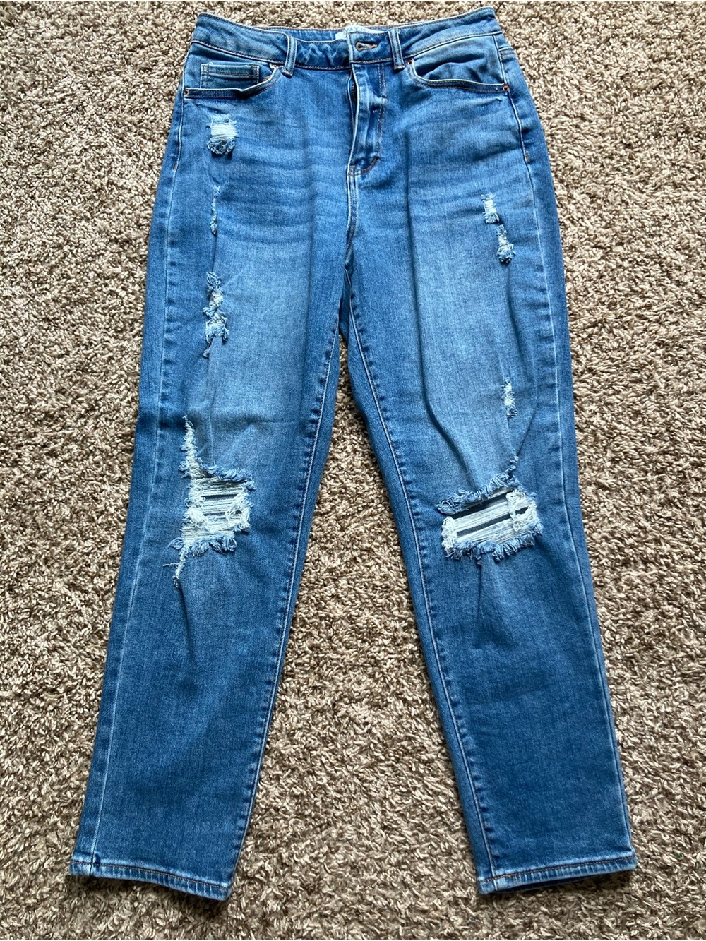⭐️ 3/$50 DENIM ⭐️ NWOT Wax Jean Women's Distressed Boyfriend Jeans - Medium Blue